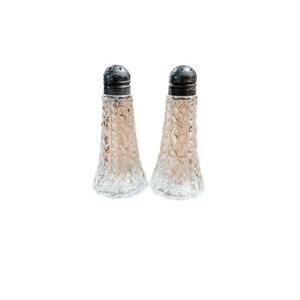 Vintage Crystal Glass Salt and Pepper Shaker Set